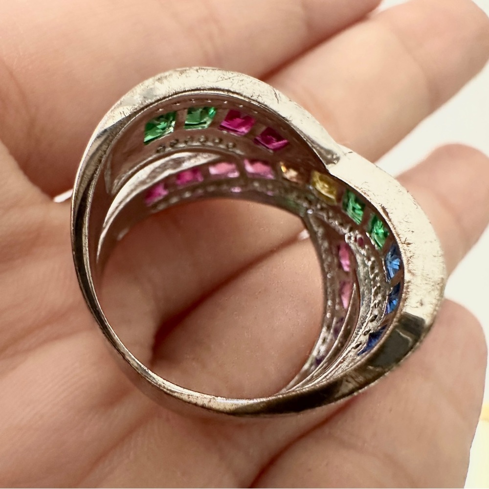 Multicolor Cz Gemstone Rainbow Ring Size 16 - Pre… - image 4